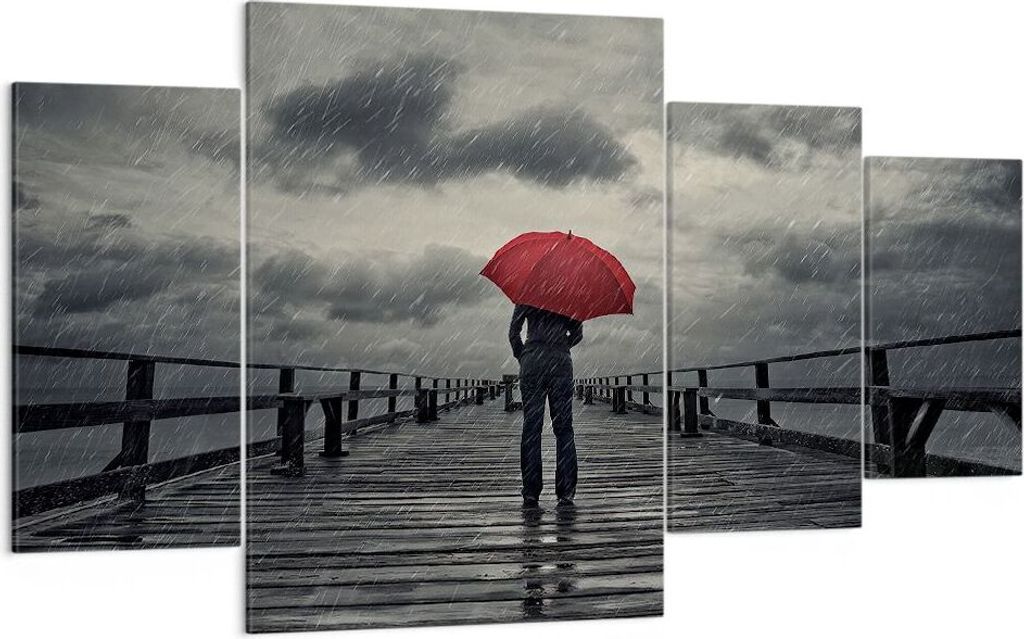 Bild auf Leinwand - Leinwandbild - Meer Brücke Sturm - 160x90cm - Wand Bild - Wanddeko - Wandbilder - Leinwanddruck - Bilder - Kunstdruck - Wandde...