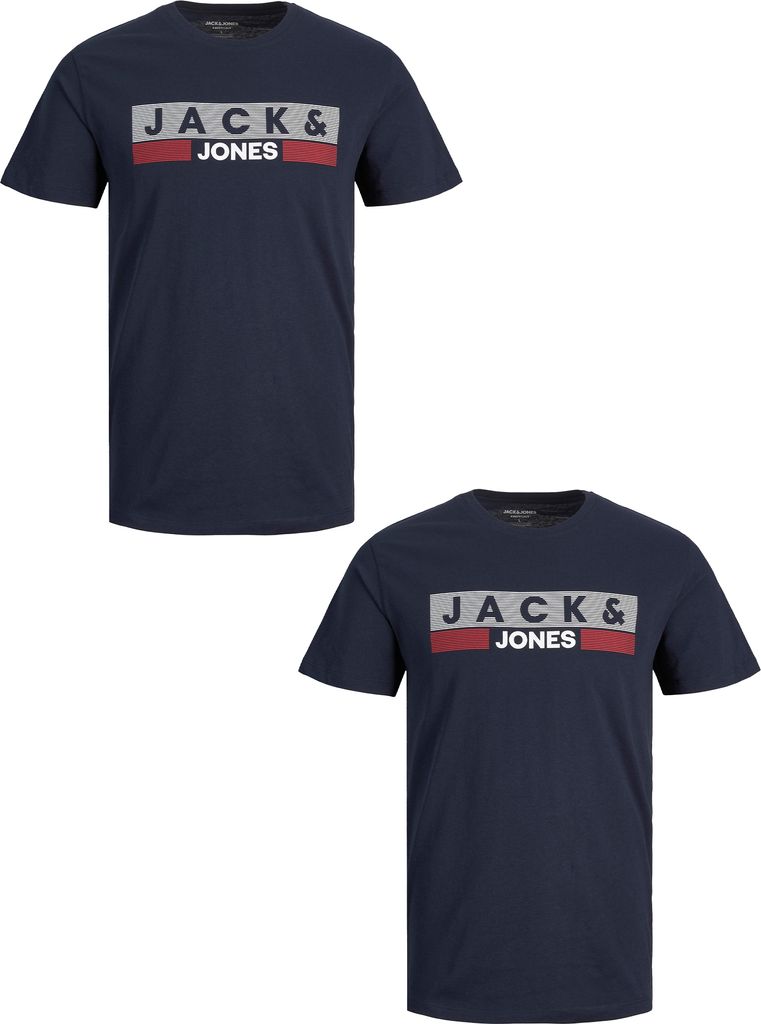 JACK & JONES 2er Pack T-Shirt Plus Size Rundhals Kurzarm Shirt Übergrößen Größe: 7XL