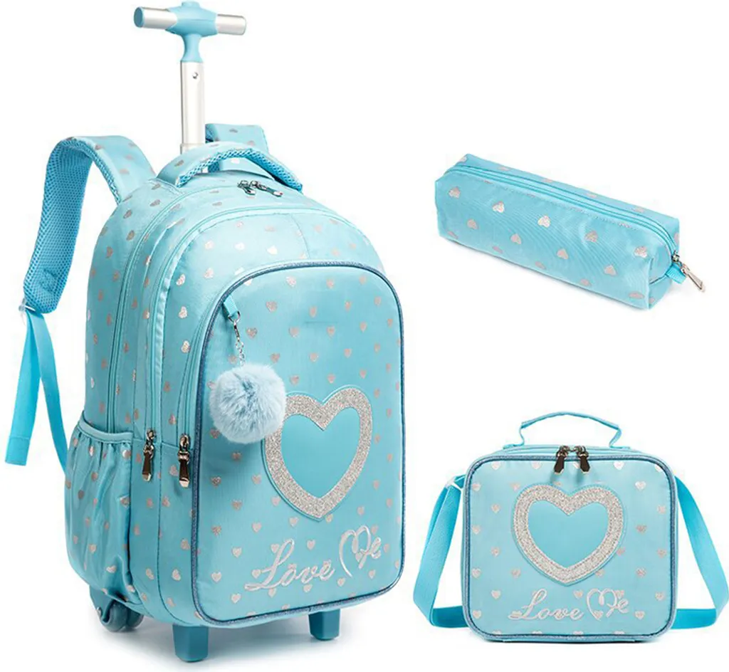 Offerta Set Scuola 3 Pezzi Zaino con Ruote Trolley Stile 11