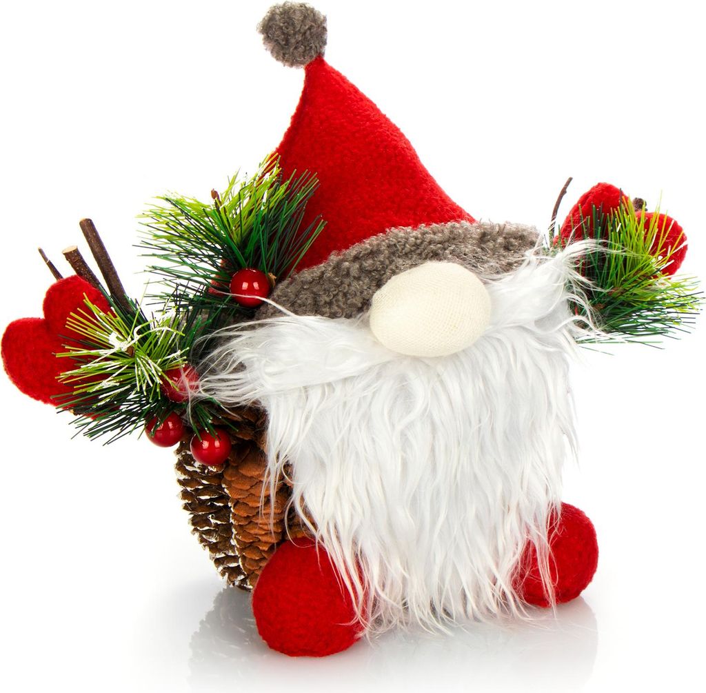 COM-FOUR Weihnachtsmannfigur Größe L, winterliche Santa Claus-Figur mit Tannenzapfenkörper, weihnachtliche Dekoration, hinreißende Tischdeko ...