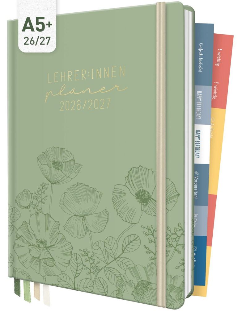 Häfft Lehrer-Planer 2026/2027 / A5+ / Green Poppy