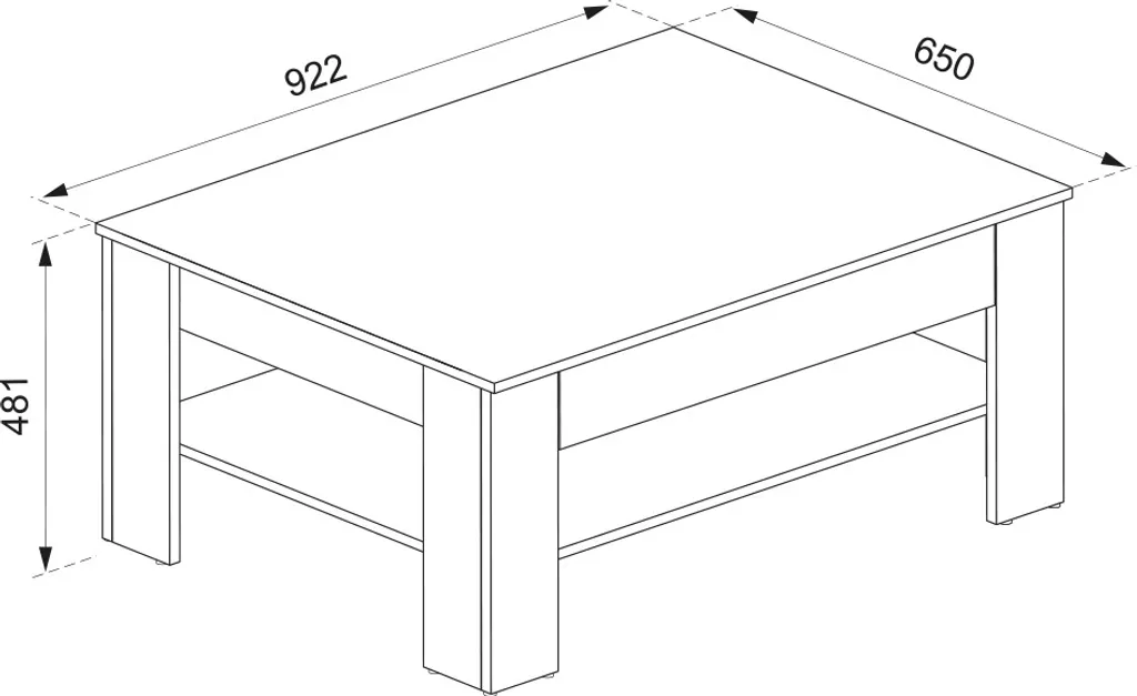 Table basse rectangulaire Vicco Milan Sonoma 92,2 cm meuble séjour