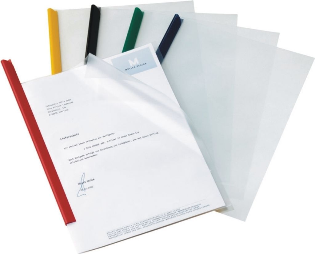 Klemmschienenhüllen A4 bis zu 100 Blatt PP transparent VE=10x10 Stück
