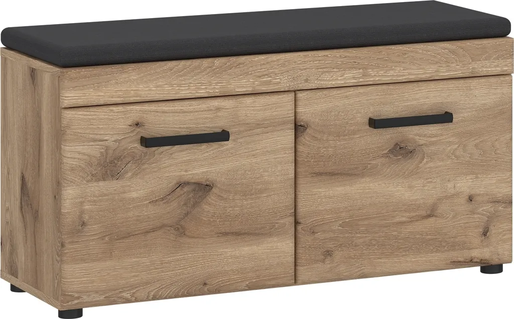 Banc à chaussures GRANO 2 portes en chêne Viking et gris 93x51x38 cm