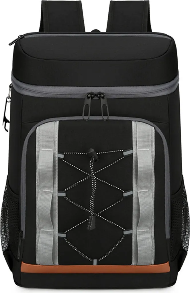 Zaino termico isolato, impermeabile con scomparto per il pranzo, per picnic, sport, viaggi, grande (nero)