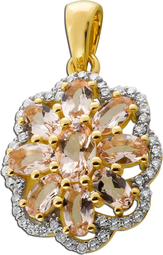 Diamant Anhänger Gold 375 9K Natur Morganit Labor Diamanten 0.30ct