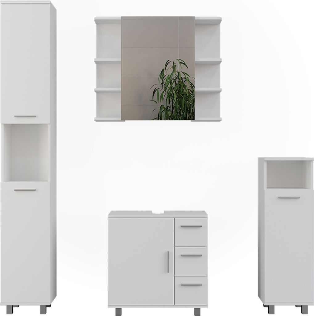 Badmöbel-Set Vicco Ilias Weiß 4 Teile, Model 55518