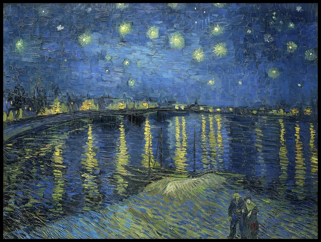 Arredo Parete Van Gogh Notte Stellata sul Rodano 100x75 Vintage Art