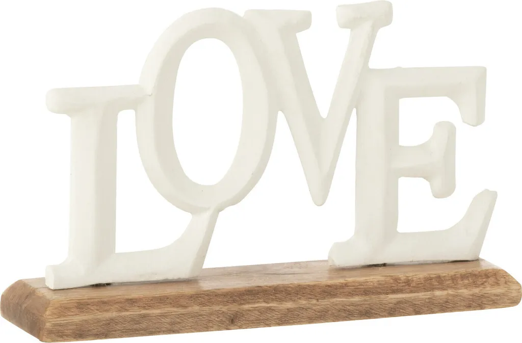 Statue décorative Love On J-Line blanche sur socle pour salon moderne