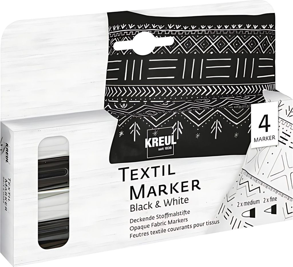 KREUL Textil Marker Opak 4er Set Black & White Produktbild 