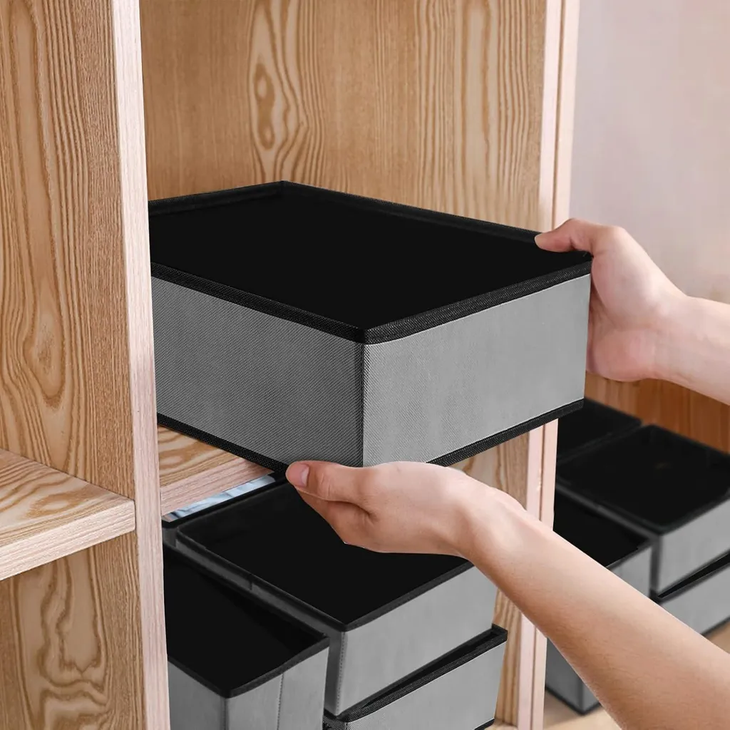 Séparateurs de tiroir pour dressing lot de 6 boîtes de rangement gris - 4