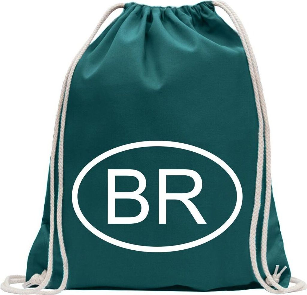 Kiwistar - Turnbeutel - petrol - Brasilien BR - Fun Rucksack Sport Beutel Gymsack Baumwolle mit Ziehgurt