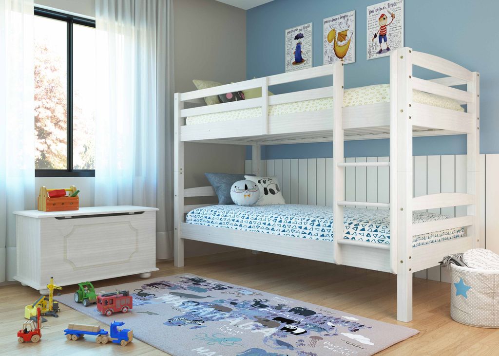 Etagenbett "ANNIKA" aus Massivholz in Weiss. Abmessungen (BxHxT) 212x146,5x98,5 cm