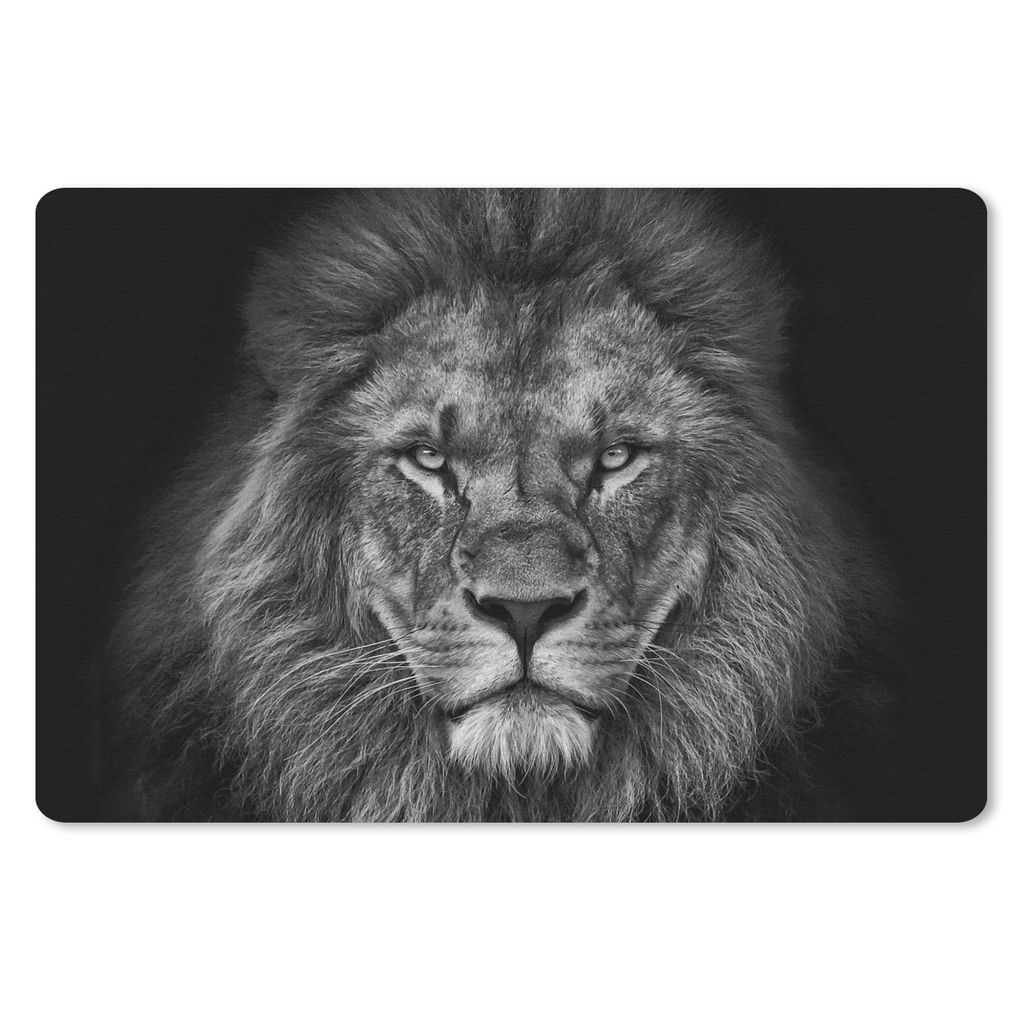 MuchoWow Schreibtischunterlage Löwe - Tiere - Schwarz - Weiß 60x40 cm - XXL Mauspad - Großes Mauspad