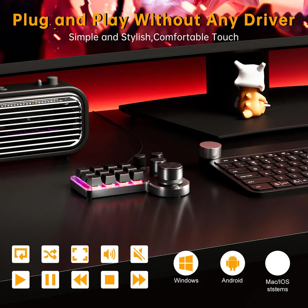 Clavier programmable 12 touches 4 boutons, double mode USB et Bluetooth - 5