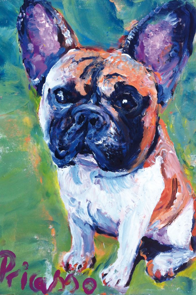Hunde Kunstdruck Bild - Portrait Einer Französischen Bulldogge (120 x 80 cm)