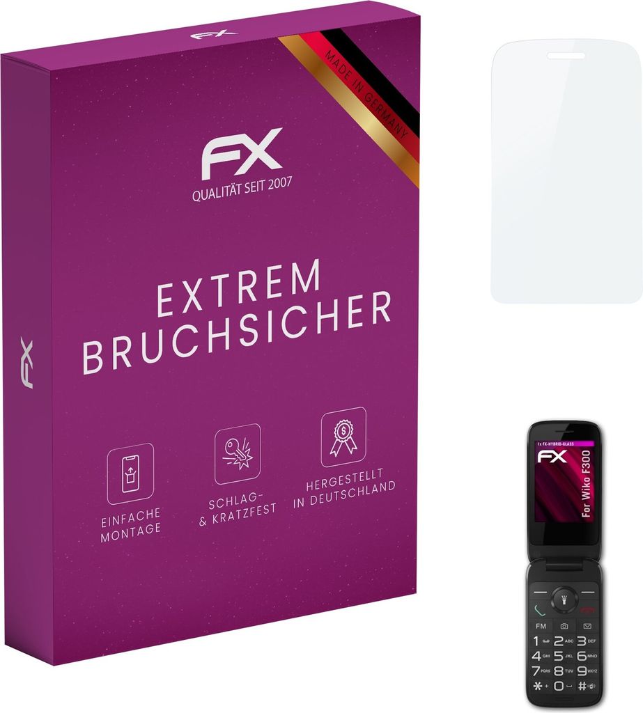atFoliX FX-Hybrid-Glass Displayfolie kompatibel mit Wiko F300 Glasfolie