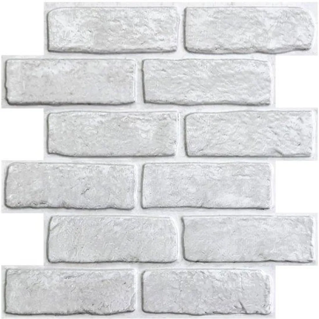 Revêtement mural adhésif 3D aspect brique blanche en PVC lot de 10