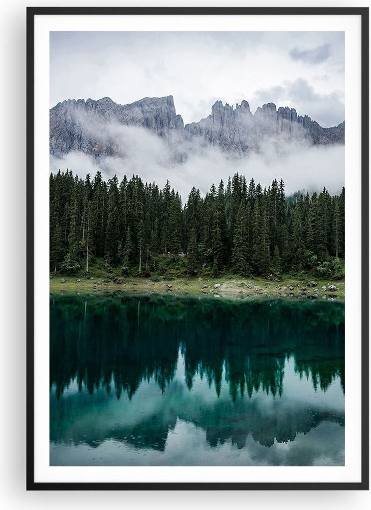 Gerahmtes Poster - Schwarzer Rahmen - Landschaft Berge Wolken - 70x100 cm - Wand Bild - Wanddeko - Wandbilder - Kunstposter - Wandposter - Bilderra...