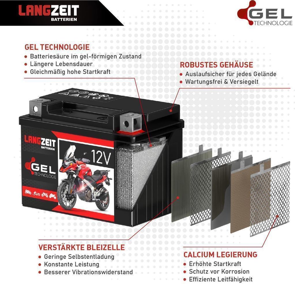 LANGZEIT YIX30L-BS GEL Motorradbatterie 12V | Kaufland.de