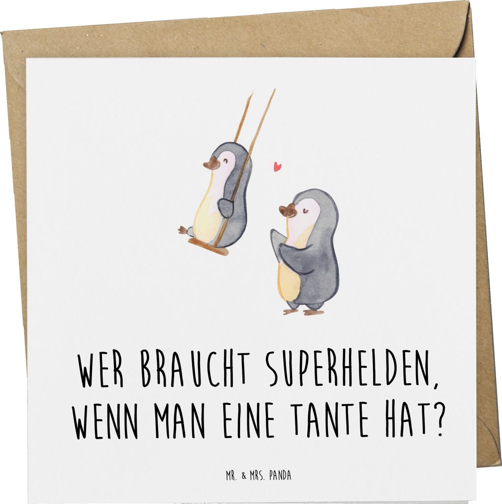 Mr. & Mrs. Panda Glückwunschkarte Lieblings-Tante - Weiß - Geschenk, faltkarte, anlasskarte, Nichte, Klappkarte, Unterstützung, Grußkarte, Verw...