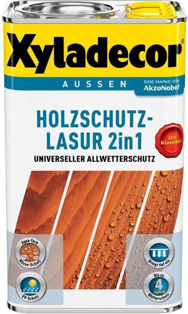 Xyladecor Holzschutzlasur 2in1 Teak 5 l lösmittelbasiert Außen Holzschutzmittel