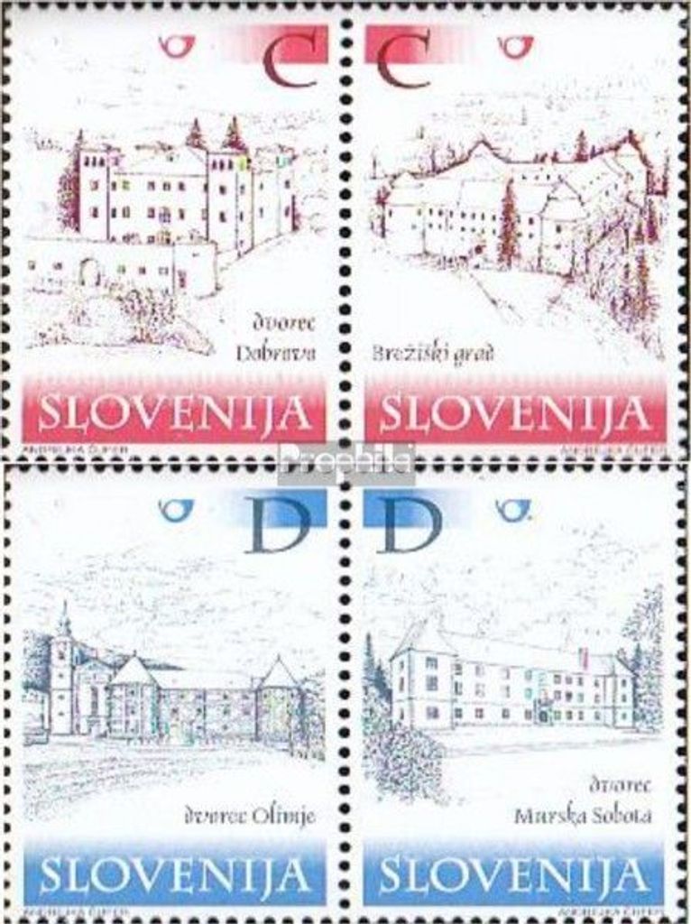 Briefmarken Slowenien 2001 Mi 369-372 Paare (kompl.Ausg.) postfrisch Burgen und Schlösser