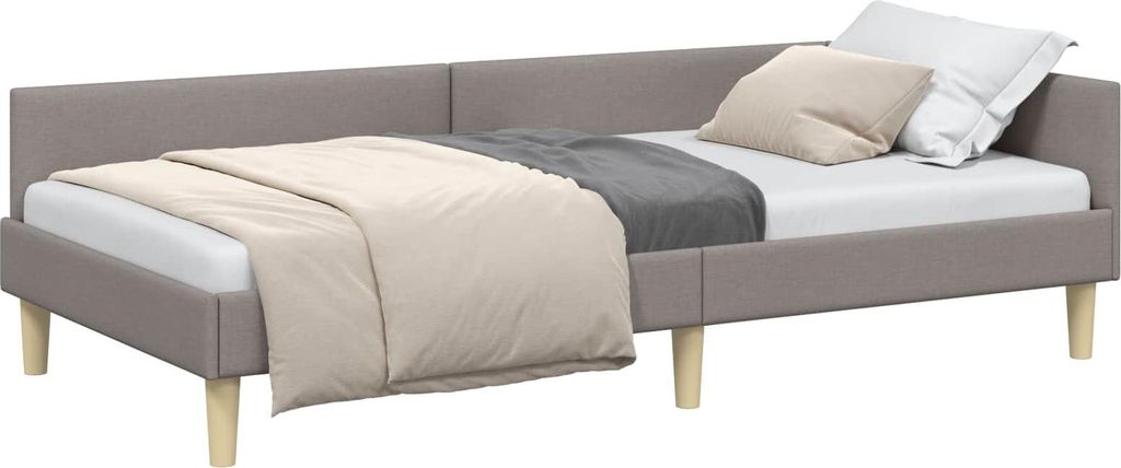 Eckbettgestell Taupe 90 x 200 cm Stoff