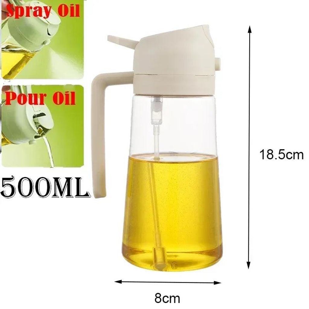 500ml Ölsprühflasche, 2in1 Multifunktional, Ölsprüher Dose Sprühflasche Ölglas Ölsprüher Speiseöl Spray zum Kochen, Grillen, Backen, Heiß...