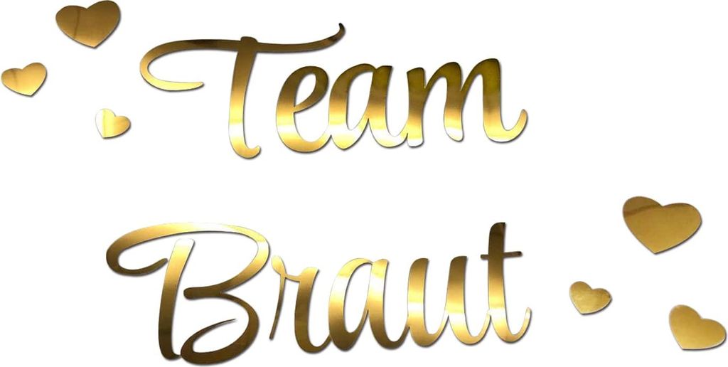 Oblique Unique Bügelbild Team Braut + Herzen für JGA Produktbild 
