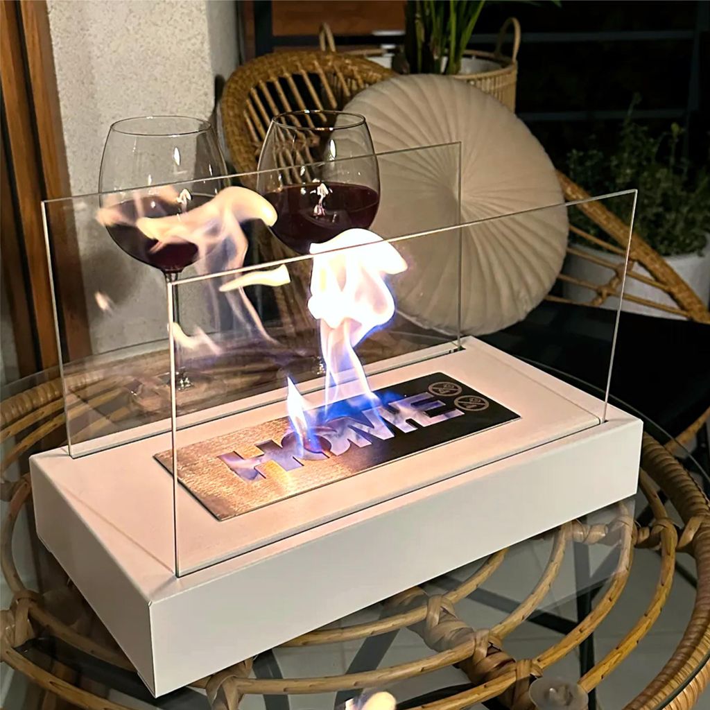 BIOKAMIN Freistehender 36 x 22 x 18 cm Bioethanol Kamin HOME | Kompakter und Moderner für stilvolle Wohnraumdekoration | Hause, Garten (Weiß)