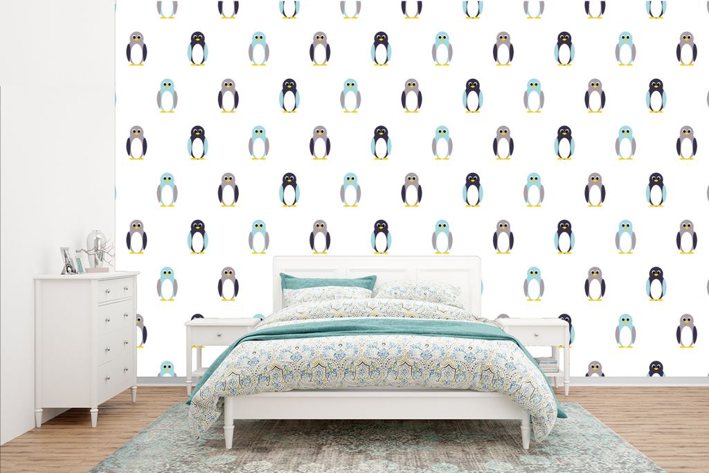 MuchoWow Fototapete für Wohnzimmer oder Schlafzimmer Wandtapete Vinyl Motivtapete Gestaltung - Tiere - Pinguin - 385x240 cm - Schlafzimmer-Tapete