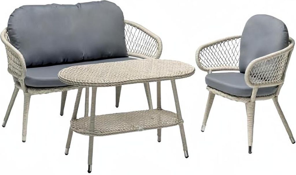 Sofagarnitur Rattan Graue Sofa 2 Sitzer Moderner Sessel Couchtisch