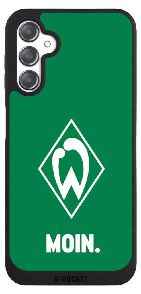 NIVOCASE Handyhülle für Samsung Galaxy A14 5G Hülle NIVOpure Case Schwarz Moin Offizielles Lizenzprodukt SV Werder Bremen