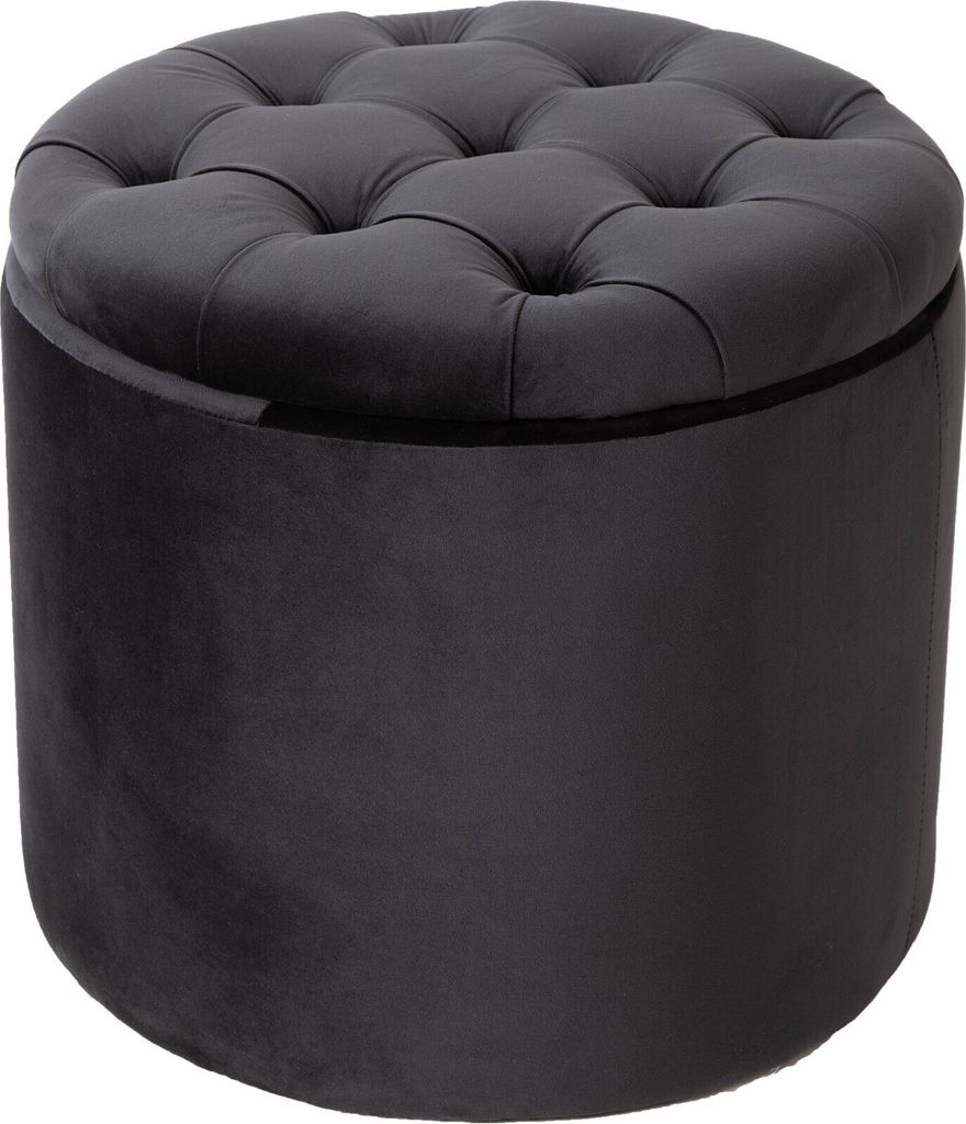 Eleganter Hocker MODERN BAROCK 50cm schwarz Samt Produktbild 