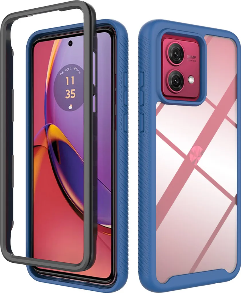 Moto G84 Case Navy Blue - Custodia Ibrida Protettiva Trasparente