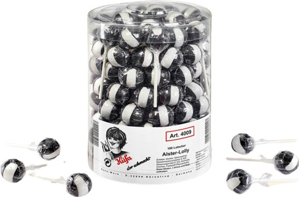 Küfa Alster Lolly Lutscher mit Lakritzgeschmack 100 Stück Produktbild 