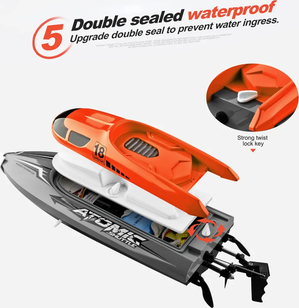 Bateau télécommandé de course IPX7 avec refroidissement par eau actif