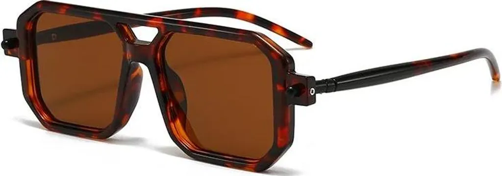 Lunettes de soleil carrées léopard protection UV400 Modèle B-102