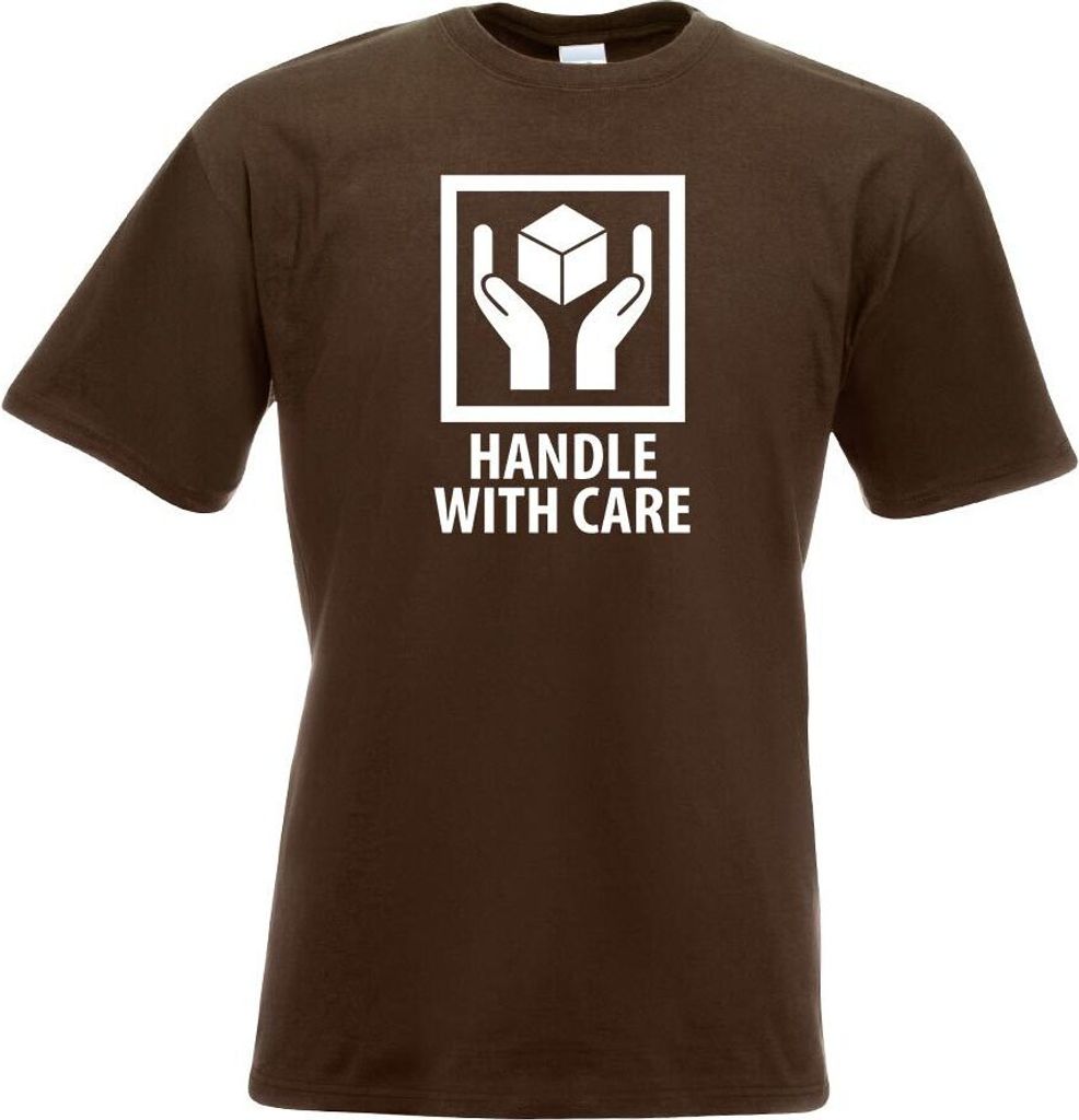 Kiwistar - T-Shirt - Chocolate - Handle with Care Paket Motiv Bedruckt Funshirt Design Print - mit Motiv Bedruckt - Funshirt Design - Sport - Freiz...