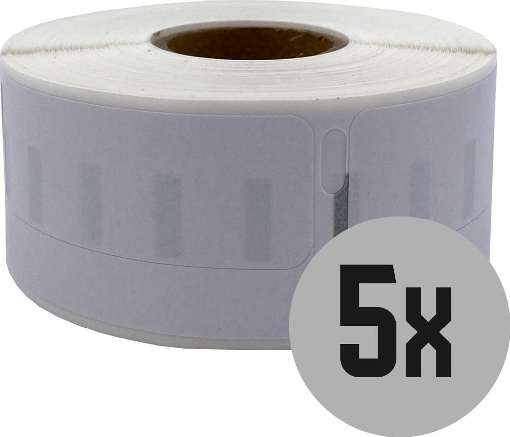 DULA Labels - Kompatibel mit Dymo 11355 / S0722550 - Abnehmbar - Weiß - Multifunktionale Etiketten - 5 Rollen - 19 x 51 mm - 500 Etiketten pro Rolle