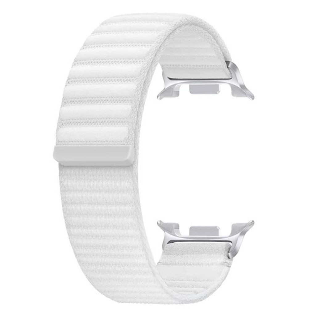 FFO2World Wave Nylonarmband für Samsung Galaxy Watch 8/8 Classic – Atmungsaktives Schlaufenarmband mit Klettverschluss – 40 /44 /46 mm – Weiß