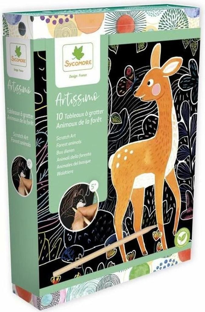 Sycomore Scratch Art Spielzeug Waldtiere Kreativ Basteln ab 4 Jahren
