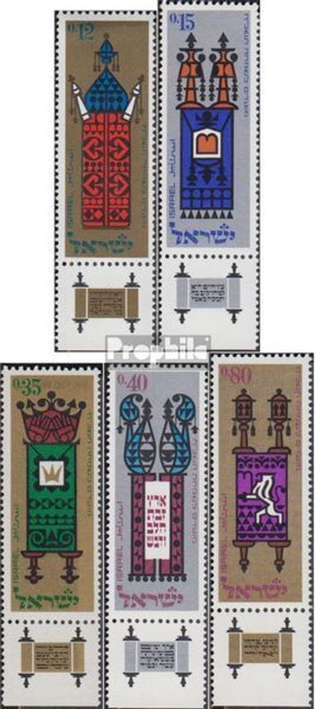 Briefmarken Israel 1967 Mi 393-397 mit Tab (kompl.Ausg.) gestempelt Thora-Rollen