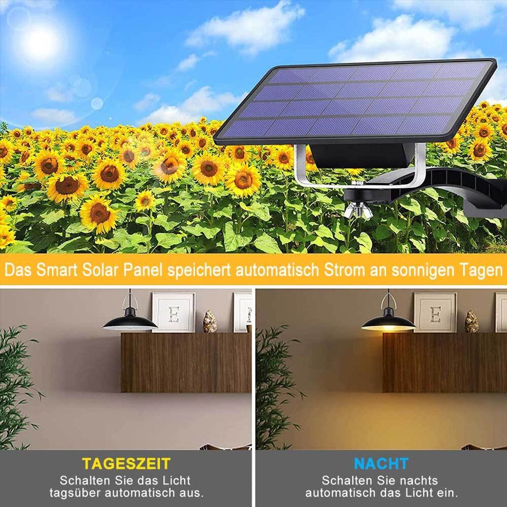 warmweiß-1 Solarpanel auf 2 Lampe-DDP LED Solar Produktbild 5