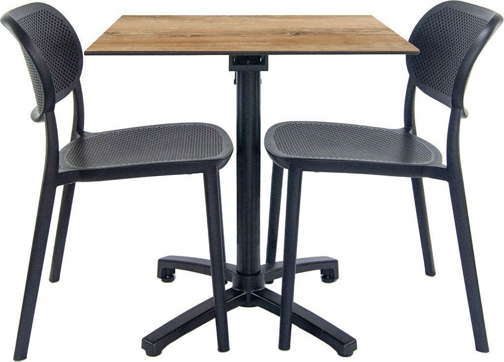 Vintage-Klapptisch aus Holz + 2 Stühle für die Terrasse