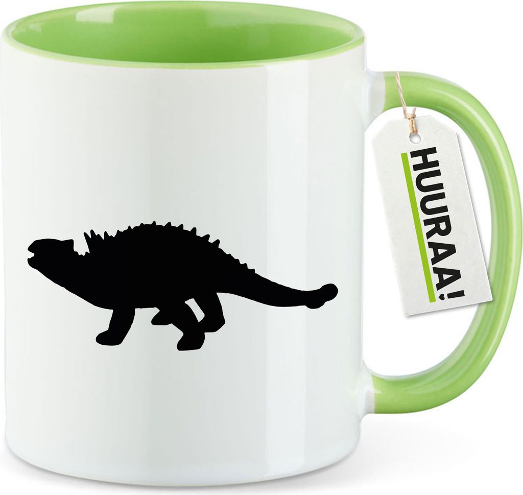 Huuraa Kaffeetasse Ankylosaurus Dinosaurier 330ml Grün Keramik Kaffeebecher Geschenkidee