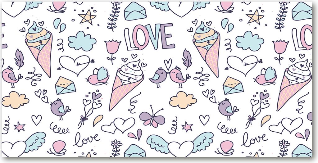 Tulup Leinwandbild - 140x70 cm - Wandkunst - Drucke auf Leinwand - Leinwanddruck - Essen & Getränke - Mehrfarbig - Romantisches Muster