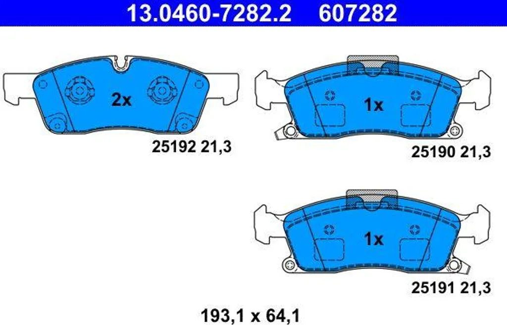 Plaquettes de Frein Silencieuses ATE 13.0460-7282.2 sans Bruit ni Vibration