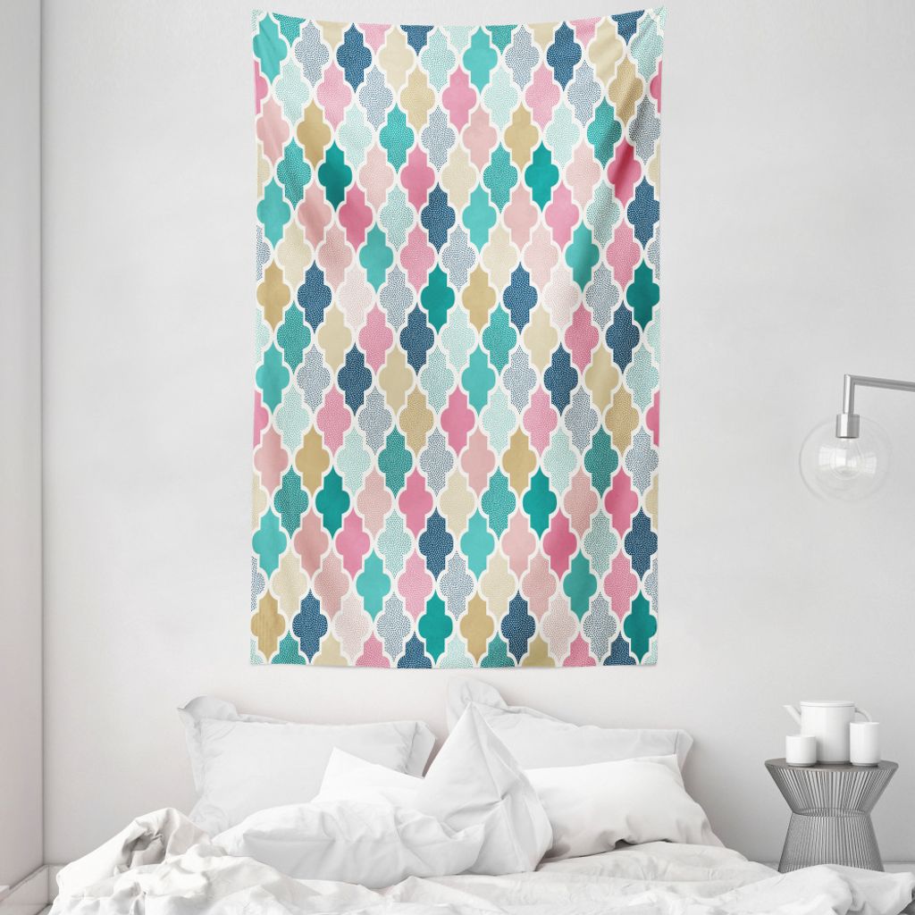 ABAKUHAUS Geometrisch Wandteppich und Tagesdecke, Klassische marokkanisch aus Weiches Mikrofaser Stoff Waschbar ohne Verblassen Digitaldruck, 140 x...